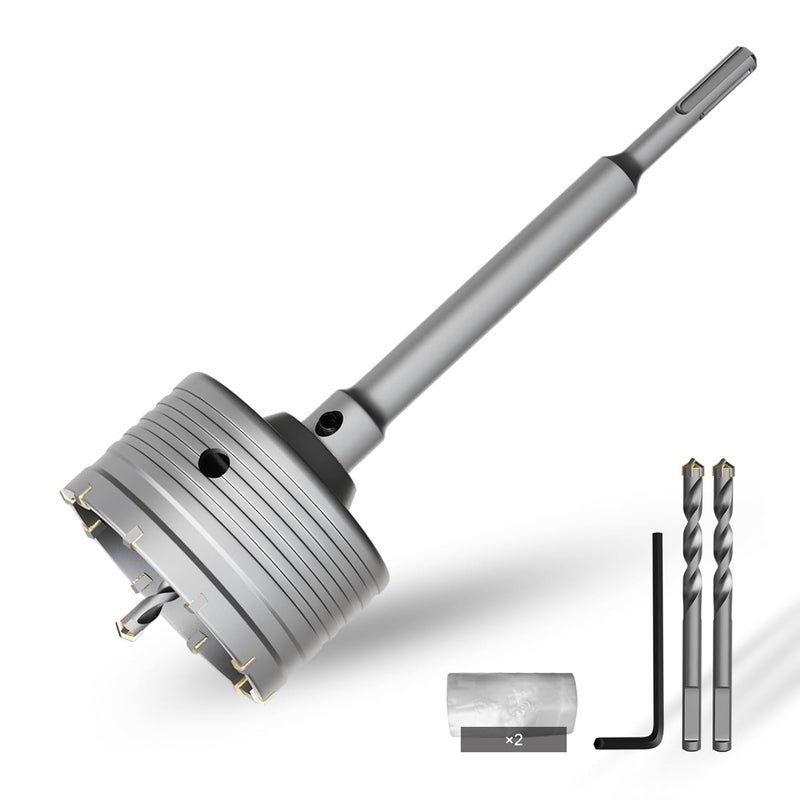 CSOOM Concrete Hole Saw 4" (102mm) with 220mm SDS Plus Shank Connecting Rod, Carbide Cement Hole Saw for Concrete Cement, Brick Wall Stone - Image 1